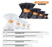 100/400 pièces Attaches de câble noires/blanches, colorées, en plastique haute qualité et résistantes, avec une force de traction élevée. Attaches en nylon blanc autobloquantes pour une utilisation in