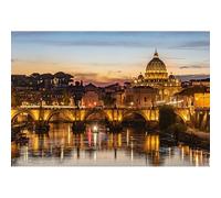 100(45.5x35.5cm) pièces de Puzzles pour Adultes, Le Vieux Pont Saint-Ange et la basilique Saint-Pierre à la Cité du Vatican, Italie