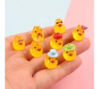100/50/20/10/1 pièce Mini canards lumineux, Mini canard jaune portant des chapeaux, des couronnes, des lunettes et d'autres styles variés, décoration de jardin de fées fluorescente, accessoires de déc