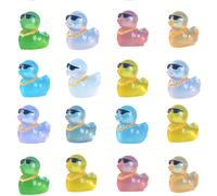 100/50/20/10/1 pièce Set de figurines colorées et mignonnes de canetons, modèles de mini canards phosphorescents avec collier doré, petits cadeaux amusants et adorables pour la décoration de jardin DI