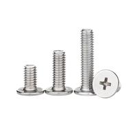 100/50/20/pcs M1.4 M1.6 M2 M2.5 M3 M4 M5 M6 M8 304 acier inoxydable CM croix Ultra mince Super basse vis à tête plate boulon(12mm,M6 (10pcs))