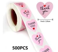 100-500 Pièces Merci Autocollants Nouveaux Roulant Merci Autocollants Pour Emballage D'Affaires Fait À La Maison Amour En Forme De Coeur Autocollant.Tz008-D(2)-500Pcs.