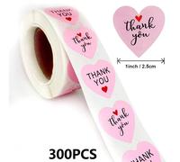 100-500 Pièces Merci Autocollants Nouveaux Roulant Merci Autocollants Pour Emballage D'Affaires Fait À La Maison Amour En Forme De Coeur Autocollant.Tz008-D(2)-300Pcs.