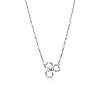 100% 925 Argent Sterling Or Rose Amour Collier Fleur Rime série pavé Diamant Fleur Pendentif Collier
