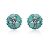 100% 925 Fantasy étoiles de mer rondes petites boucles d'oreilles à goujon pour femmes