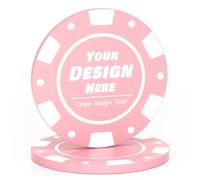 100 à 1 000 jetons de poker personnalisés pour 9 couleurs, jetons de boisson imprimés en couleur avec texte d'image du logo, jetons personnalisés pour bar, fête, logo d'entreprise et promotions (rose)