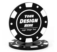 100 à 1000 jetons de poker personnalisés pour 9 couleurs, jetons de boisson imprimés en couleur avec texte d'image du logo, jetons personnalisés pour bar, fête, logo d'entreprise et promotions (noir)