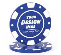100 à 1000 jetons de poker personnalisés pour 9 couleurs, jetons de boisson imprimés en couleur avec texte d'image du logo, jetons personnalisés pour bar, fête, logo d'entreprise et promotions (bleu)