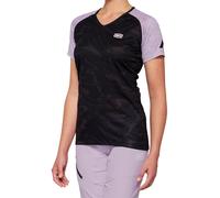 100% Airmatic Black/Lavender Maillot de vélo à manches courtes pour dames, noir-pourpre, taille M pour femmes