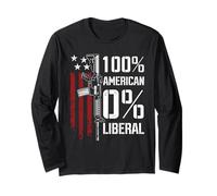 100% American 0% Liberal - Funny Pro Gun AR15 Drapeau USA Manche Longue