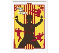 100 ans Warner Bros. - Poster - Enter the Dragon + cadre interchangeable, Shinsuke® Maxi MDF blanc, vitre acrylique