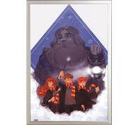100 ans Warner Bros - Poster - Harry Potter - Hagrid + cadre interchangeable, Shinsuke® Maxi aluminium argenté, vitre acrylique