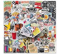 100 Autocollant cinéma rétro,SANYUANHE Stickers soirée cinéma,Autocollants seau popcorn pour bouteilles d’eau,valises, vélos,voitures, tablettes