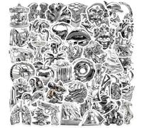100 Autocollants argentés effet miroir,SANYUANHE Autocollants Cadeaux argentés créatifs,Stickers métallisés pour bouteilles d’eau,valises, vélos,voitures, tablettes,enfants et adultes