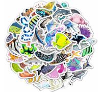 100 autocollants d'animaux marins, créatures marines, dauphins, baleines, poissons, autocollants pour bouteilles d'eau, cadeaux de fête océan - Ocean Stickers