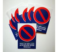 100 autocollants de stationnement gênant. Stationnement Interdit ou abusif. Taille 10,5 x 14,8 cm. Difficiles à décoller. Très dissuasif.