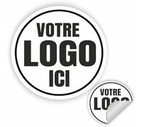 100 autocollants, étiquettes personnalisées - PERSONNALISEZ ICI - Étiquettes d'entreprise - logo de l'entreprise - Charger logo, image, photo - Autocollant de magasin, bureau (4 cm)