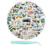 100 autocollants paysages et 1 pince à épiler, autocollants imperméables, adaptés pour valises, scrapbooking, autocollants de skateboard