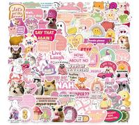 100 autocollants roses, esthétiques amusants pour adolescents et adultes, autocollants en vinyle imperméables pour skateboards, bagages et ordinateurs portables