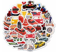 100 autocollants voitures de course, autocollants et décalcomanies de course - Décorations et cadeaux sur le thème des courses - Race Car Stickers