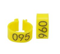 100 bagues à Clipser for Pattes de Poulet, diamètre intérieur 1,6 cm, référence 001-100. Convient aux Canards, oies, cailles, volailles et Poules. Identification de la volaille.(Yellow)