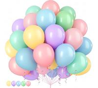 100 Ballon Pastel,12" Ballon Helium Anniversaire,Macaron Latex Ballons,Balloons Multicolores pour Balloon Anniversaire Fille Baby Shower,Célébrations Mariage