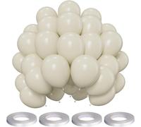 100 Ballons,4 Rouleaux De Rubans Blancs,Décorations De Fête D'anniversaire,Ballons Simples,Célébrations De Mariage,Atmosphères - Décorations.