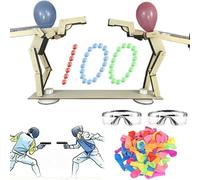 100 ballons inclus, poupées de tir faites à la main, poupées de combat en bambou, figurines de tir en bois, jeux de société de stratégie de ballons, jeux de société amusants pour 2 joueurs adultes