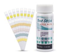 100 Bandelettes de Test Eau 7 en 1 - Testeur pour Piscine, Aquarium, SPA et Eau Douce - Analyse Rapide du pH, Chlore, Brome, Dureté, Alcalinité, Nitrite et Nitrate - Kit d'Analyse Précis