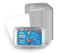 100 Barquettes en Aluminium avec Couvercle Alimentaire Jetables de 800 ml - Emballage alimentaire, le transport d'aliments