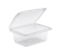 100 barquettes fraicheur à charnière 1500 cc en plastique PET pour salade et aliments froids