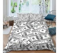 100 billets de banque dollars Qualité Supérieure Parure 3 Pièces De Lit De Luxe Avec 3D Imprimée Housse De Couette Imprimée Sauvages À Microfibre Fermeture Éclair Enfants Adultes roi（220x240cm）