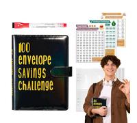 100 Binder d'enveloppe - 100 enveloppes d'épargne Binder | Fun Organized Money Challenge Book, Budget Racchind avec des enveloppes en espèces pour le planificateur de budget