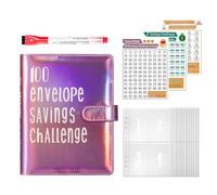 100 Binder d'enveloppe - 100 enveloppes d'épargne Binder | Fun Organized Money Challenge Book, Budget Racchind avec des enveloppes en espèces pour le planificateur de budget