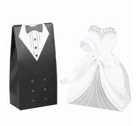 100 boîtes à dragées de mariage, coffret cadeau romantique et élégant avec lacets, contenants en carton pour les cadeaux des mariés et des invités (Double boutonnage)