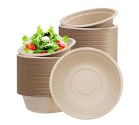 100 Bol en Canne à Sucre,Bols Jetables 350ml,Bol en Carton Krafte,Biodégradable,Compostable Vaisselle Jetable Canne à Sucre Bols en Papier pour Fêtes,Pique-niques,Maison les Aliments Chauds et Froids