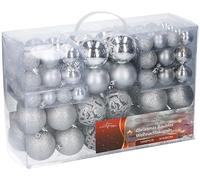 100 Boules sapin de Noel - Argent - Différentes tailles