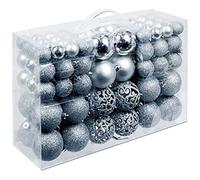 100 Boules sapin de Noel - Argent - Différentes tailles