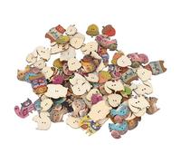 100 boutons d'animaux, 30 mm, mélange de dessins animés, écureuil, ours, renard, hérisson, pomme de pin, attaches, embellissements décoratifs en bois pour la couture de vêtements,