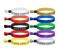 100 bracelets en tissu personnalisés, bracelets jetables pour événements, bracelets colorés événements, pour concert léger, entrée de club, bracelet de fête (couleur : votre logo)