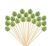 100 Brochettes Cocktail Cure Feuilles de Palmier, Cure Dent Decoratif Aperitif, Pique Cocktail Été en Bois, Pic Brochette Aperitif, Décoration de Fête, pour Fruits, Desserts, Gâteaux (Farbe-D)