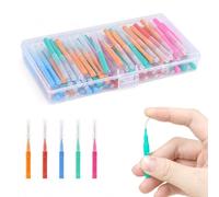 100 brossettes interdentaire, brossette dentaire avec boîte, brossettes interdentaires pour nettoyer les espaces, idéales pour les appareils orthodontiques(5 couleurs dans 1 boîte)