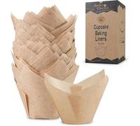 100 Caissette Muffins Papier Jumbo, Diamètre de la Base 7 cm, Moule Muffins Papier XXL, Non blanchi et Sulfurisé, pour Fête