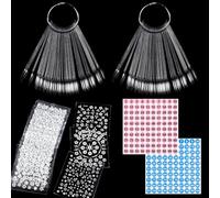 100 Cartes De Couleurs D'Ongles Transparentes, 2 Autocollants Numériques Imperméables, 30 Autocollants Avec Diamants, Affichage En Forme D'Éventail Avec Anneaux, Salons.