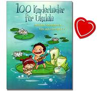 100 chansons pour enfants pour ukulélé - 100 chansons pour enfants connues, tubes du film et de la télévision ainsi que quelques chansons internationales populaires - avec pince à partitions en forme