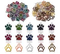 100 Charm Chien Chat Patte Creuse, Charmes de Patte de Chat, Pendentif Coloré en Alliage de Patte D'Animal, pour Bijoux Bracelet Collier Artisanat Faire, 17.7~19x16.6~17x1.5~2mm