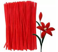100 chenilles rouges pour bricolage - Nettoie-pipes créatifs en tiges de chenille, idéals pour loisirs créatifs, DIY, fabrication d’animaux, figurines et décorations artisanales