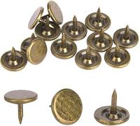 100 Clous Tapissier Tête Plate Bronze, 14x20 mm, Pointes Décoratives pour Canapé, Porte, Meuble, Fixation Invisible (Fer, Couleur Cyan)