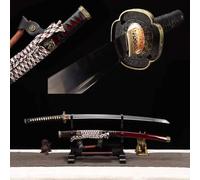 100 cm avec fourreau en bois T10 Katan en acier Qatan, tachi japonais fait à la main, véritable épée d'entraînement de samouraï, pour Iaido, Kendo, cosplay, cadeaux