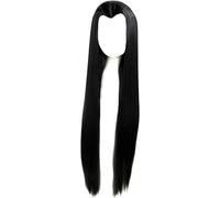 100 cm de long droite noir, blanc, gris argenté pointe de beauté Clasic chine traditionnelle Top style cheveux Cosplay Party perruque + bonnet de perruque noir
